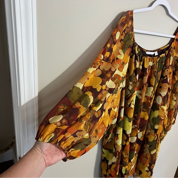 Isaac Mizrahi Live Watercolor Fall Print Top size 3X - Picture 3 of 8